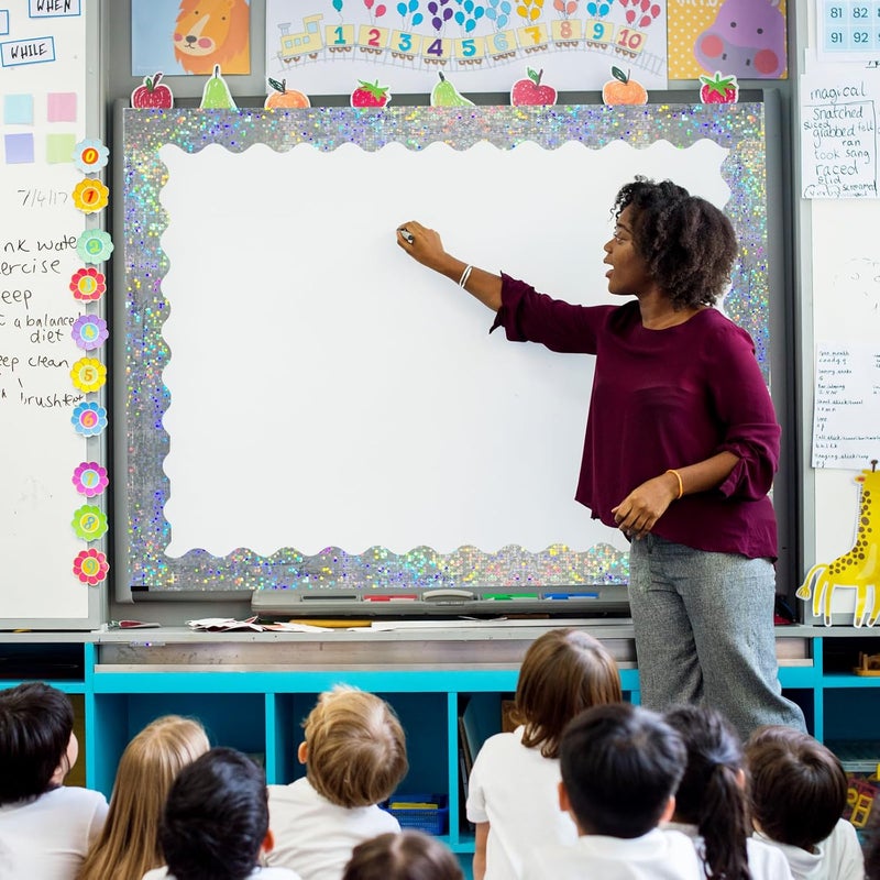 STARLIBOO 60 Feet Bulletin Board Borders, Holographic Silver Scalloped Rolled Border Trim for School, Classroom & Offices - Image 3